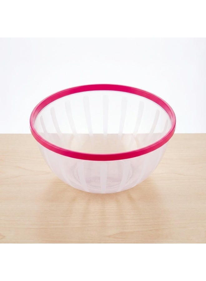 Large Clear Plastic Salad & Serving Bowl with Pink Rim - Striped Design Mixing Bowl for Fruits, Snacks, and Popcorn - Modern Tableware - Image 5